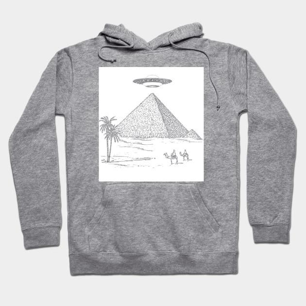 UFO Over Egyptian Pyramids Aliens and Spacecore Hoodie by Area51Merch